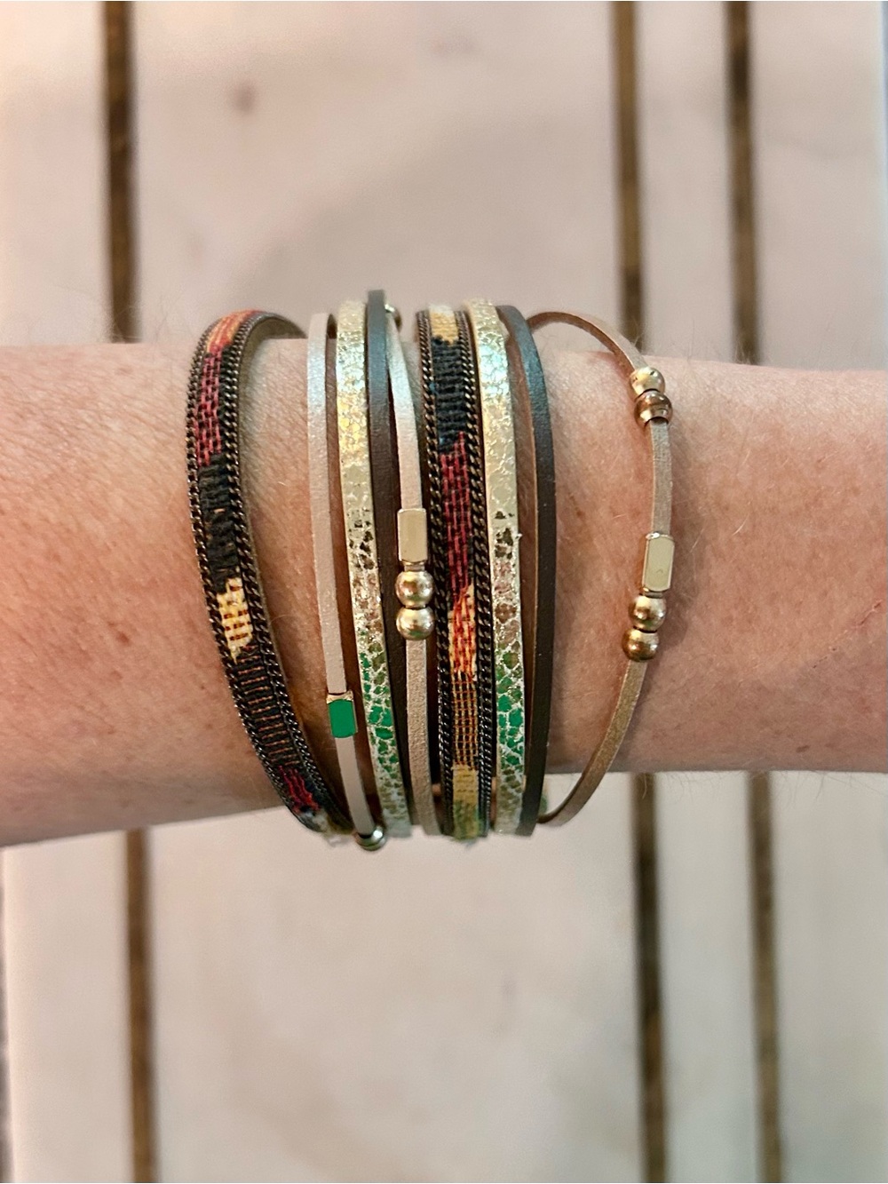 Multi-Row Boho Magnetic Bracelet in Neutrals